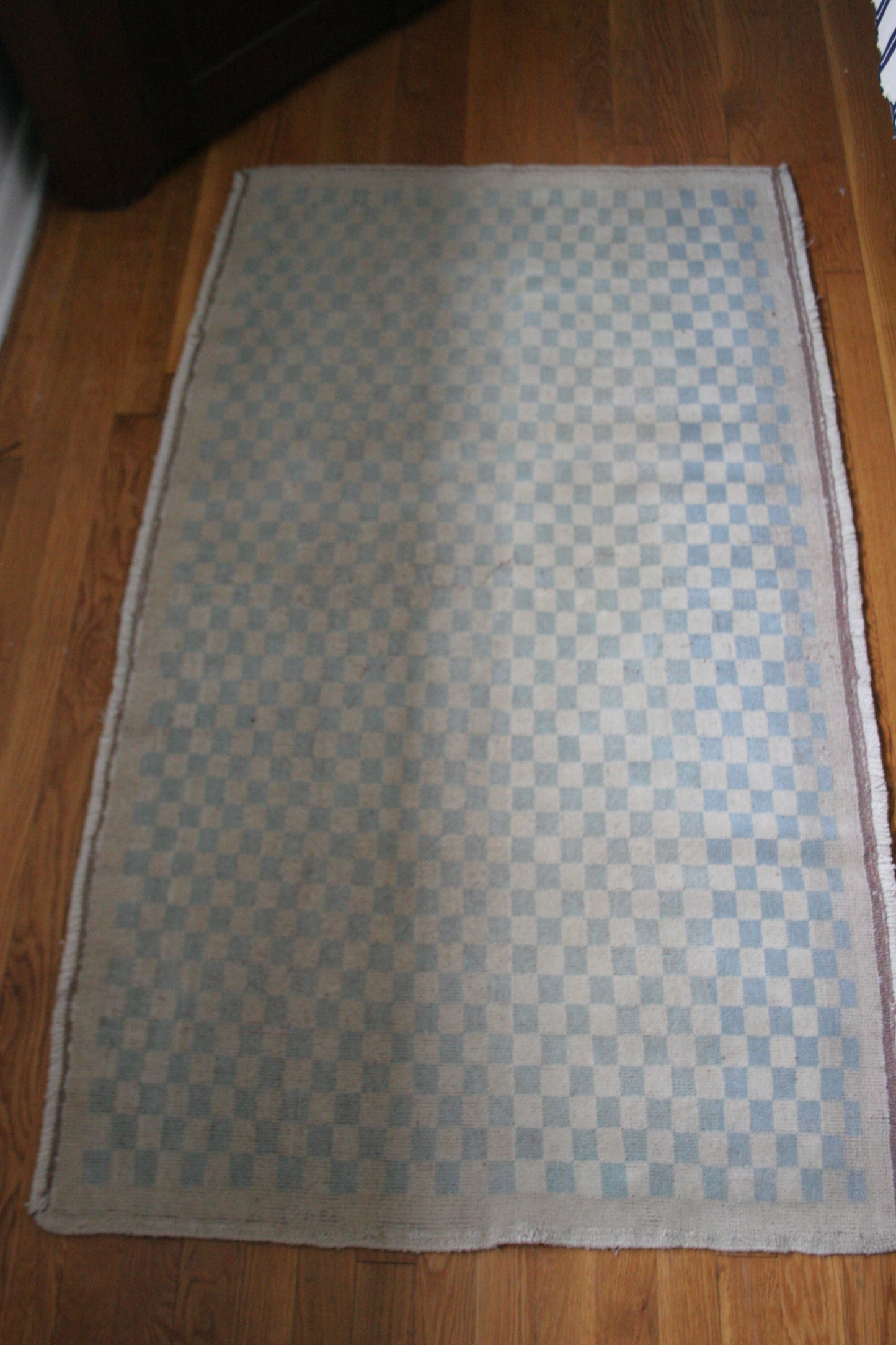 Antique checkered Turkish wool rug