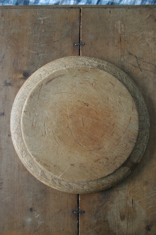 Antique Wooden Round Bread Board