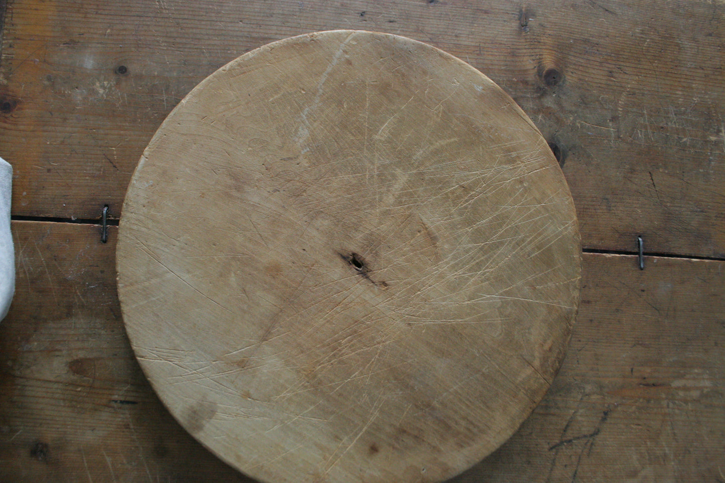 Antique Wooden Round Bread Board