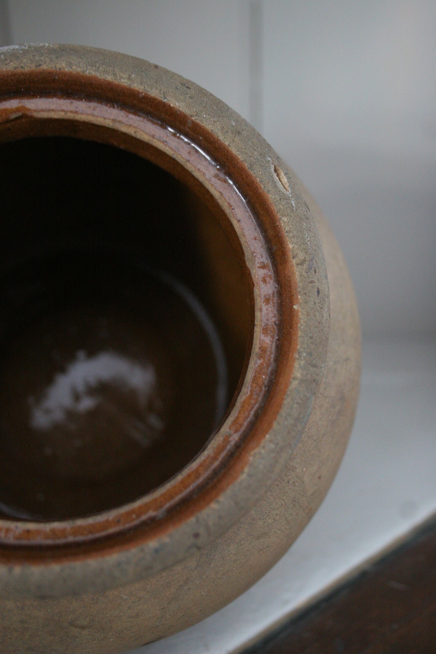 Antique Stoneware Pot with Lid