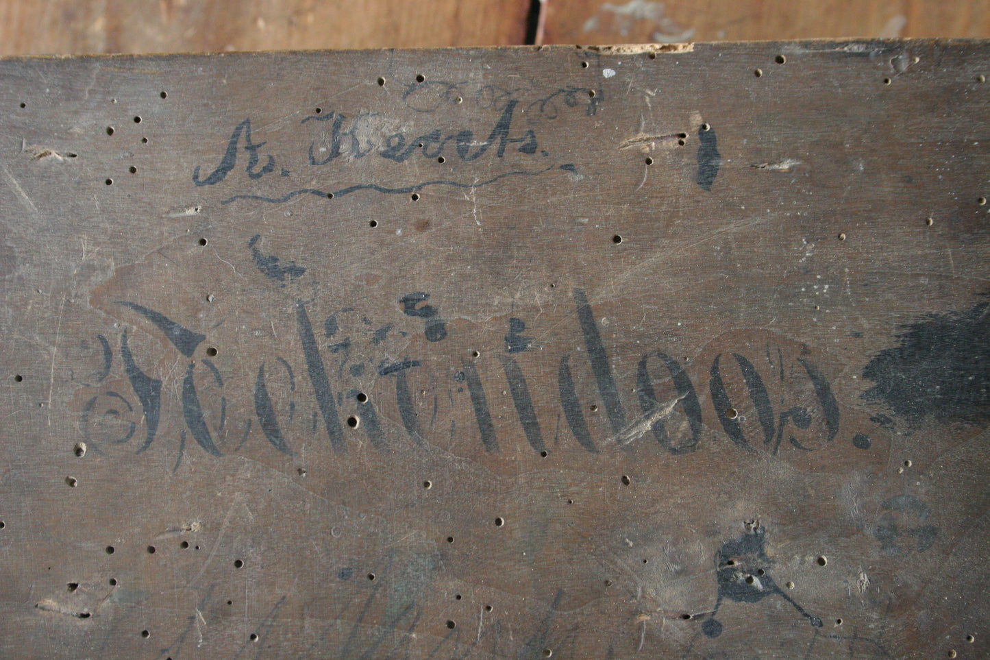 Antique Dutch Wooden Box with Calligraphy with bible