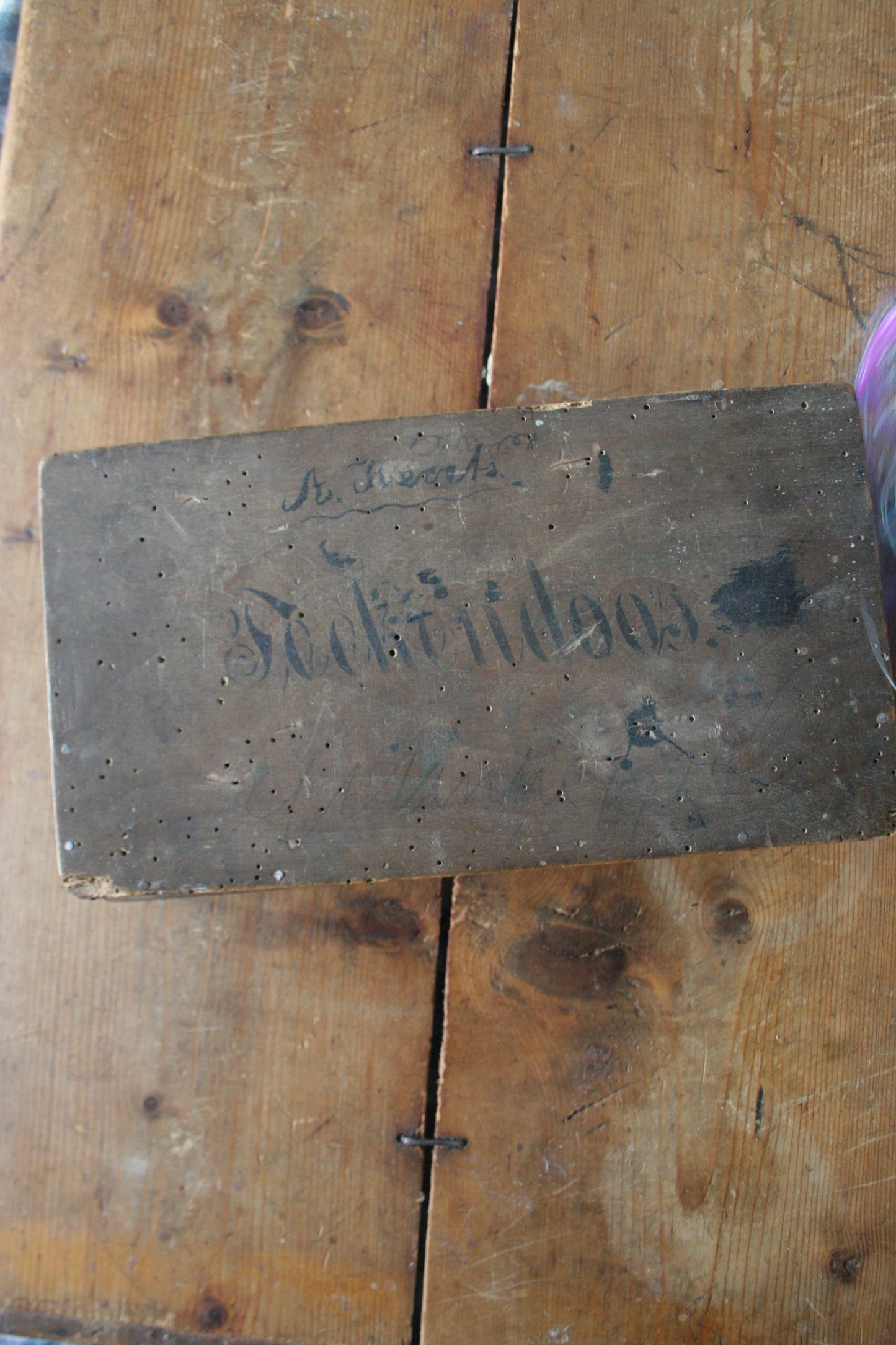 Antique Dutch Wooden Box with Calligraphy with bible