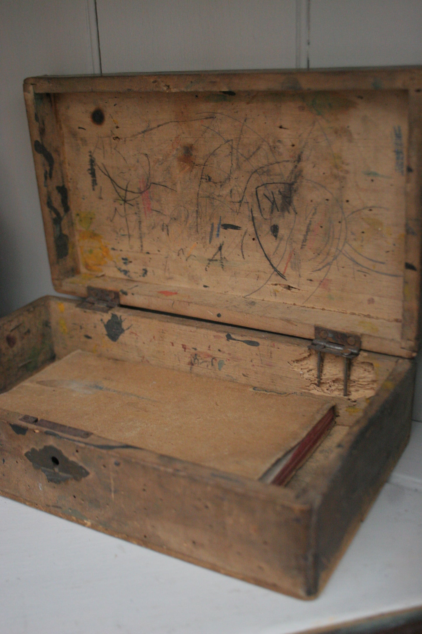 Antique Dutch Wooden Box with Calligraphy with bible