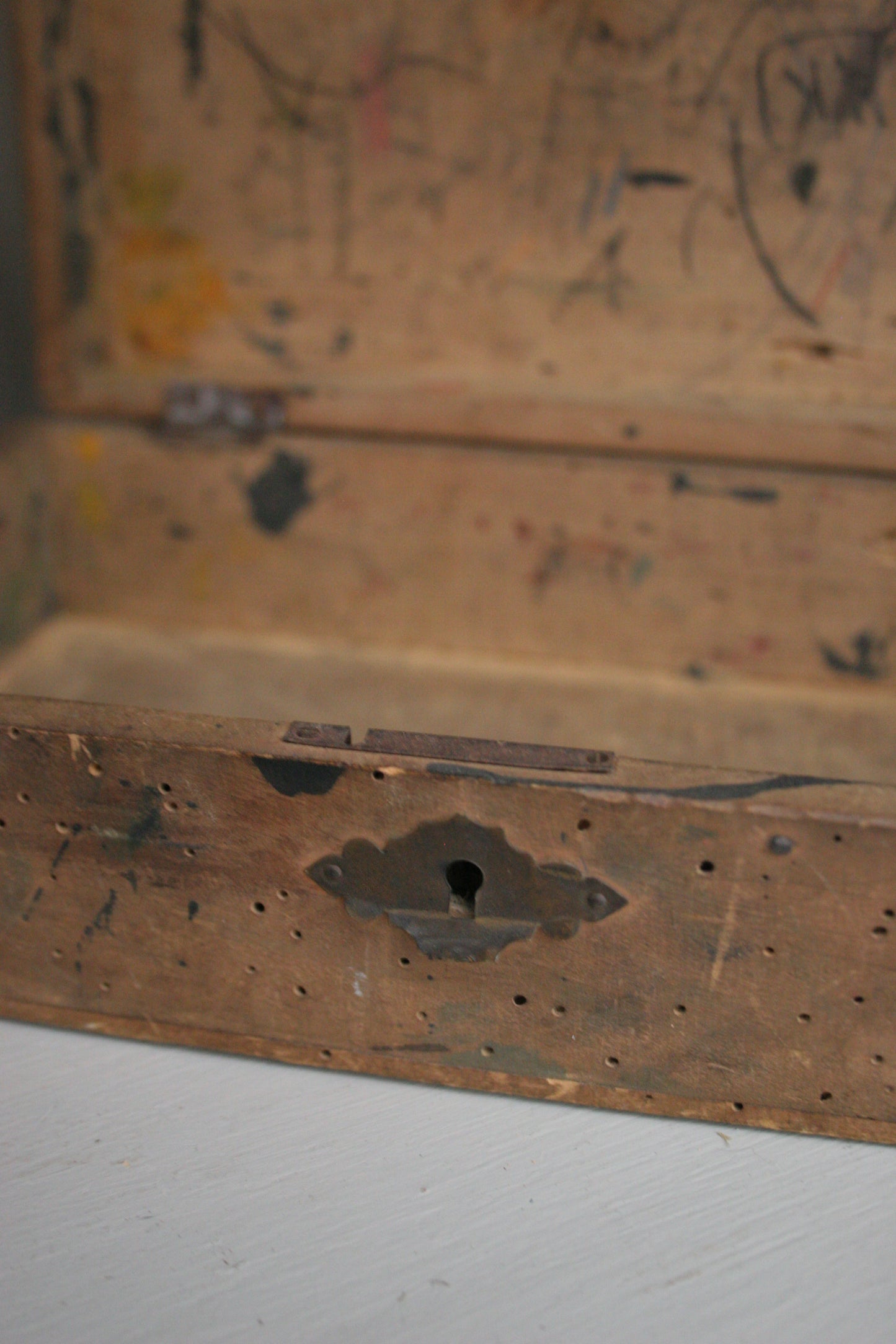 Antique Dutch Wooden Box with Calligraphy with bible