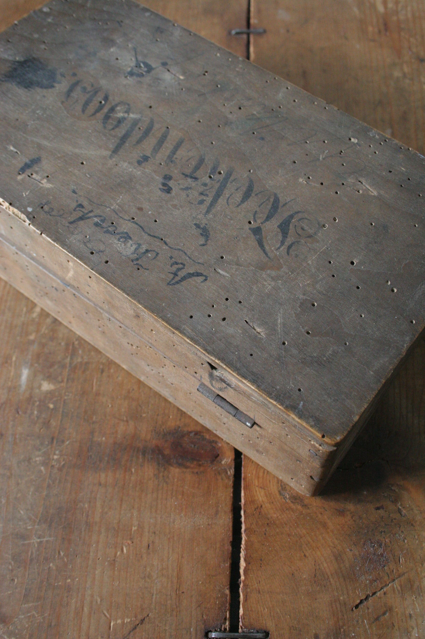 Antique Dutch Wooden Box with Calligraphy with bible