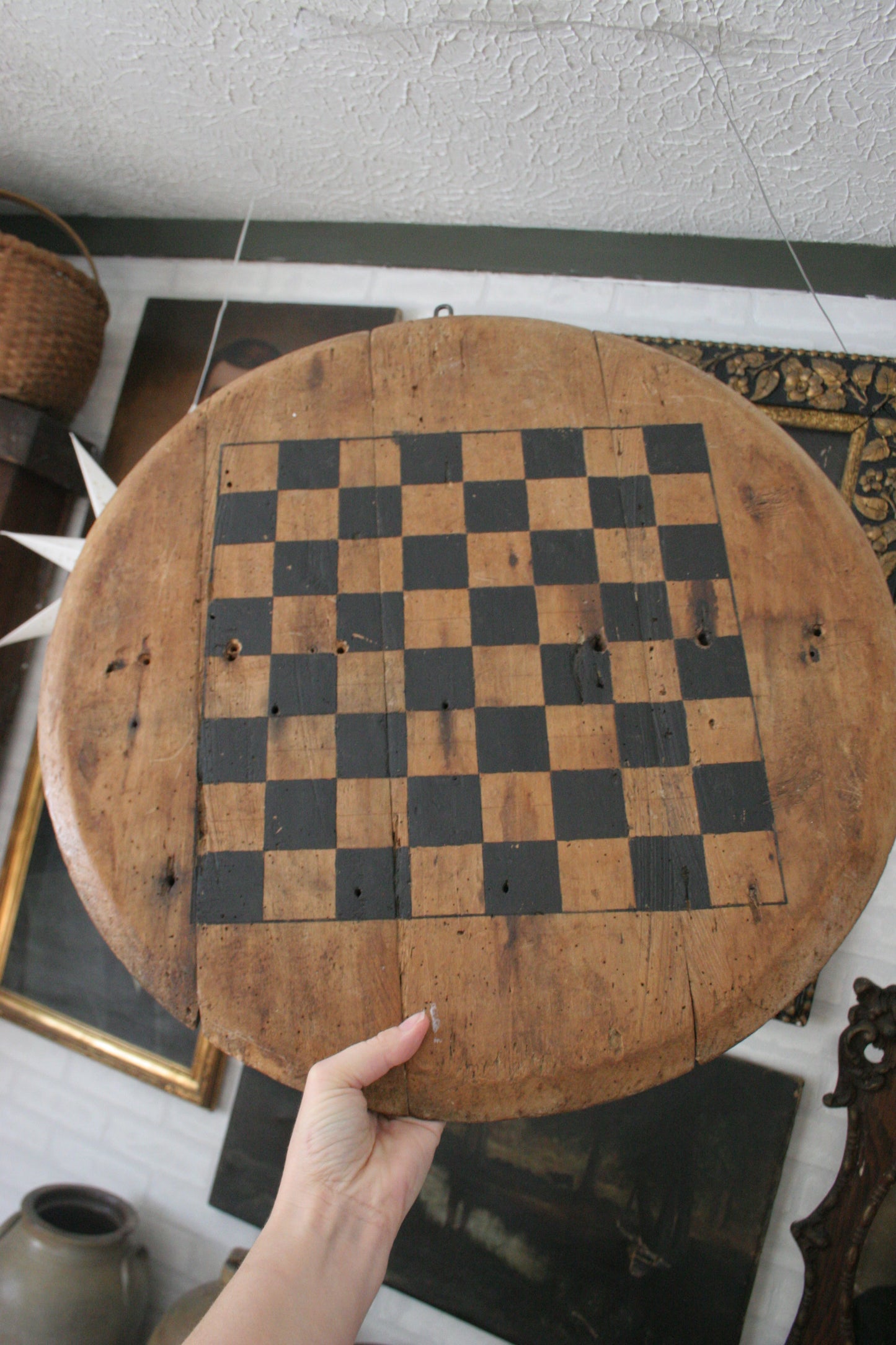 Antique Early Checkerboard / Gameboard