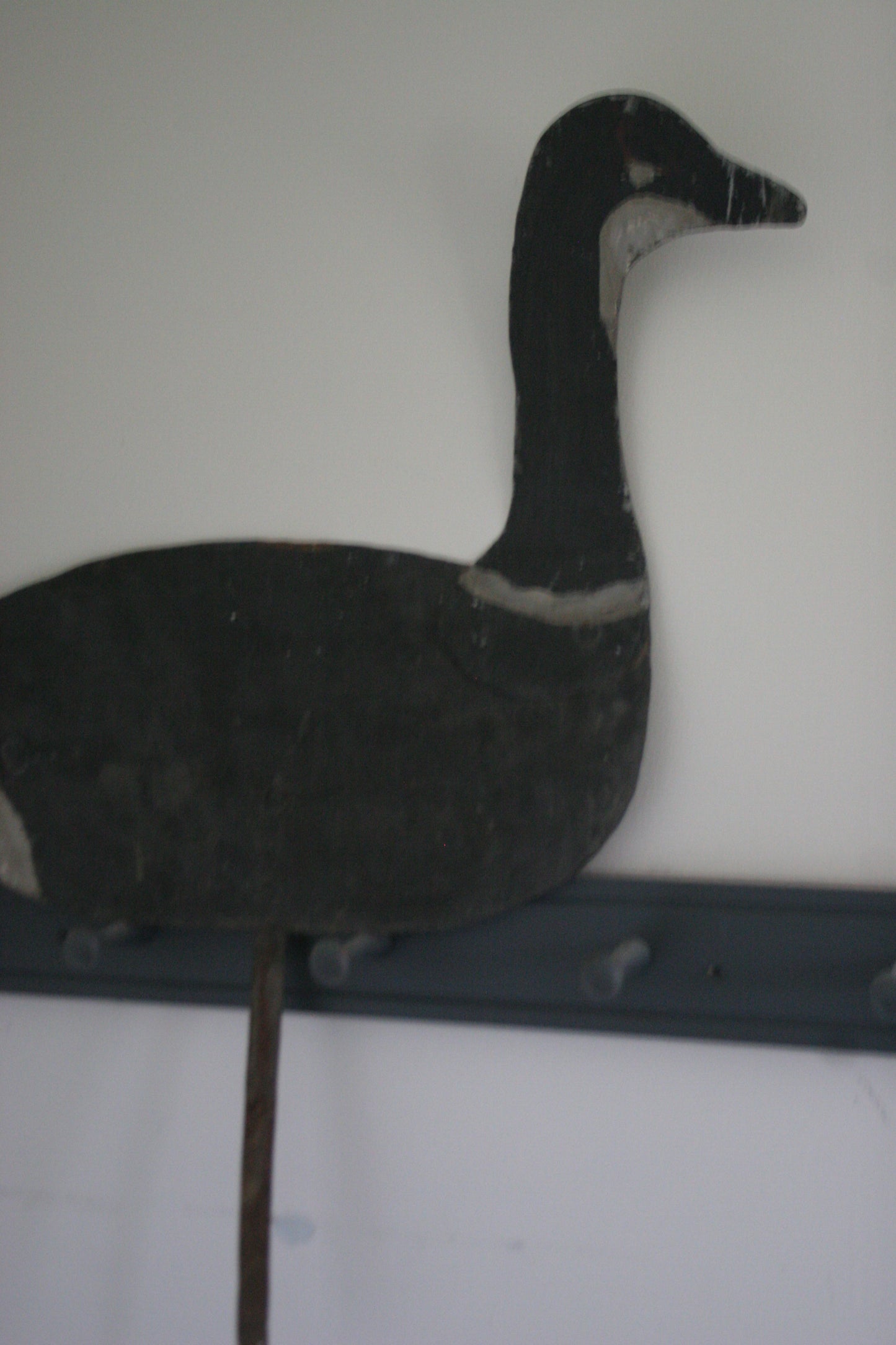 Vintage Hand Painted Metal Geese Decoy Double Sided