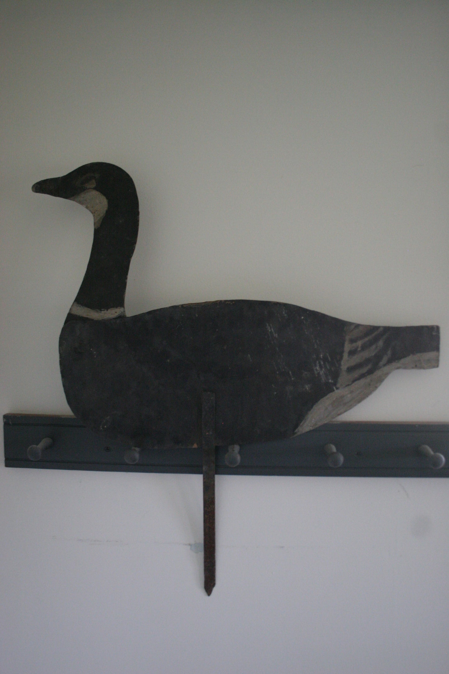 Vintage Hand Painted Metal Geese Decoy Double Sided