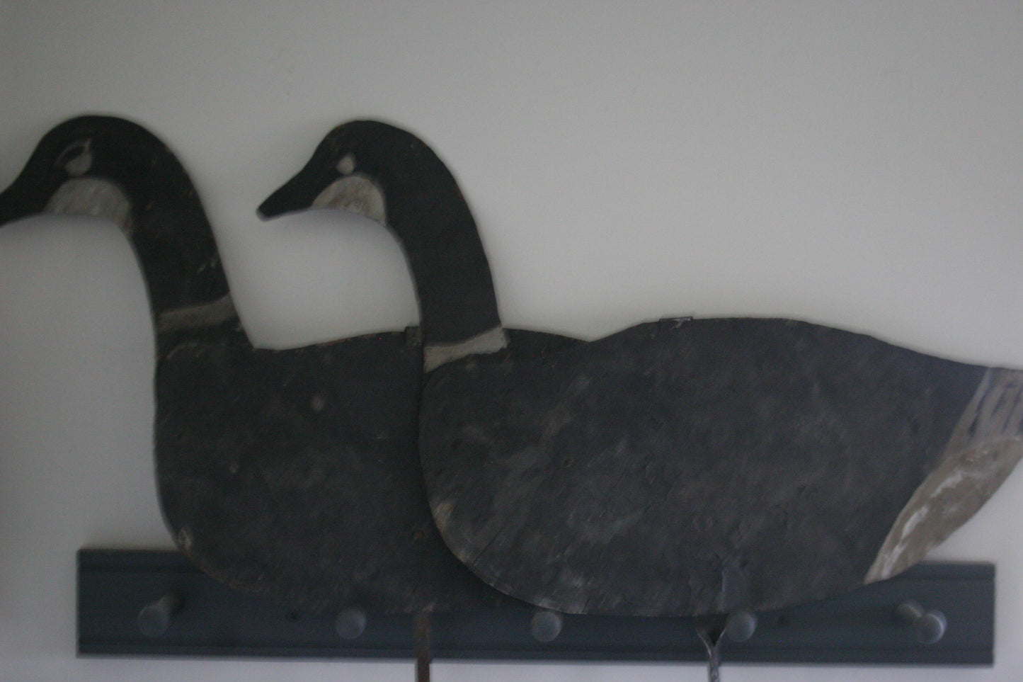 Vintage Hand Painted Metal Geese Decoy Double Sided