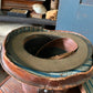 Antique 1800s leather hat box with original hat