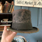 Antique 1800s leather hat box with original hat