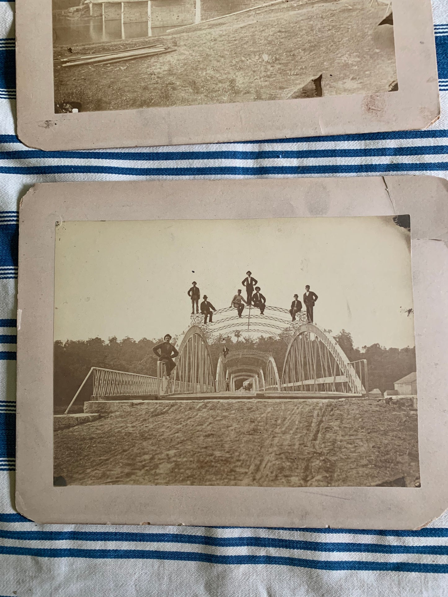Vintage photos of men on bridge